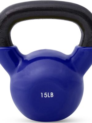 Kettlebell Weights Vinyl Coated Iron - 12 Size Options, 5lbs-50lbs - Coated for Floor and Equipment Protection, Noise Reduction, Ballistic, Core, Weight Training