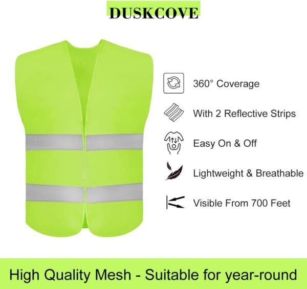 10 Pack High Visibility Safety Vest for Traffic Work, Running, Surveyor and Security Guard - Construction Vest with 2 Reflective Strips, Made from Breathable and Neon Yellow Mesh Fabric