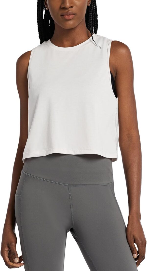 Workout Tops for Women Crop Tank Top Quick Dry Athletic Gym Exercise Sleeveless Shirts Muscle Yoga Loose Fit