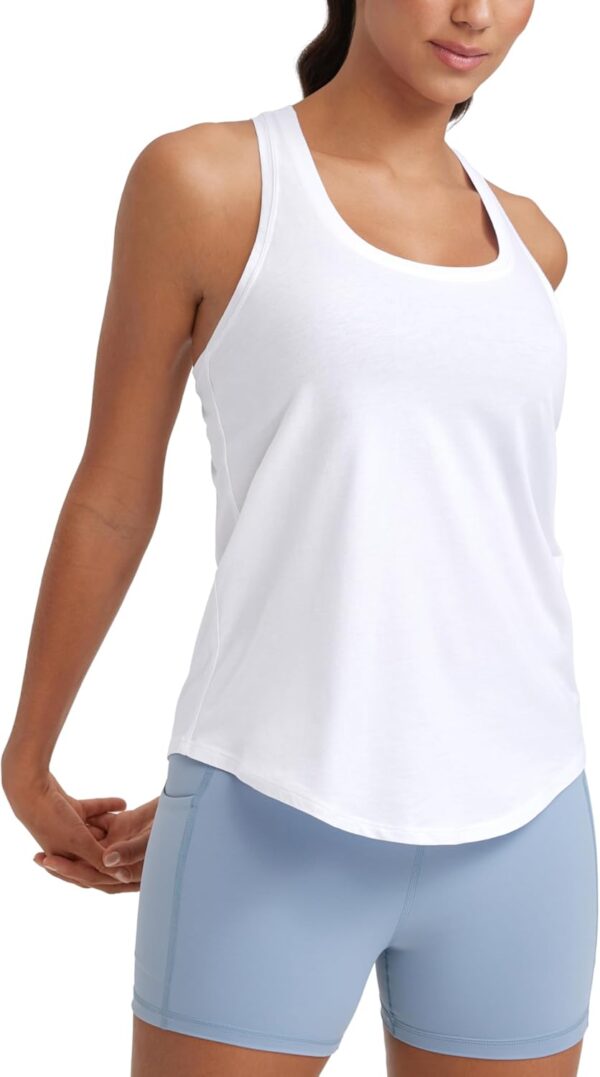 Women  Cotton Racerback Workout Tank Tops Scoop Neck Athletic Loose Sleeveless Shirts