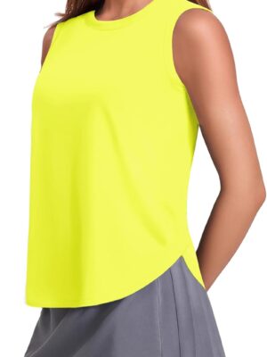 Workout Tank Tops Woman UPF 50+ Yoga Tanks Quick Dry Sleeveless Gym Shirts with Side Slits Loose Fit Athletic Top