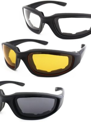 3 Pair Motorcycle Riding Glasses Padding Goggles UV Protection Dustproof Windproof Motorcycle Sunglasses for Outdoor