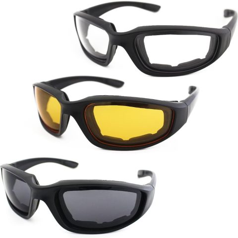 3 Pair Motorcycle Riding Glasses Padding Goggles UV Protection Dustproof Windproof Motorcycle Sunglasses for Outdoor
