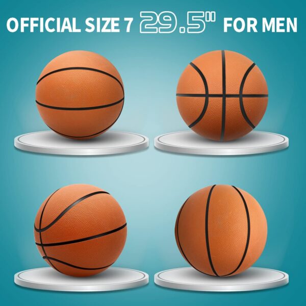 6 Pack 29.5" Official Size 7 Basketball Balls Inflatable with Pump for Men and Women for Outdoor, Indoor or Training