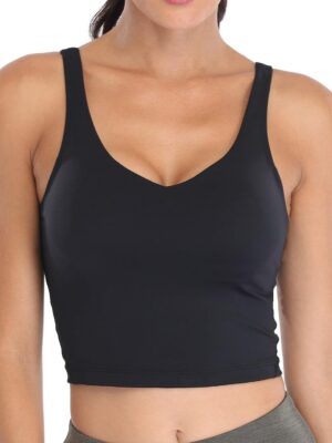 Sports Bra Women Longline Padded Crop Tank Yoga Bras Workout Fitness Top