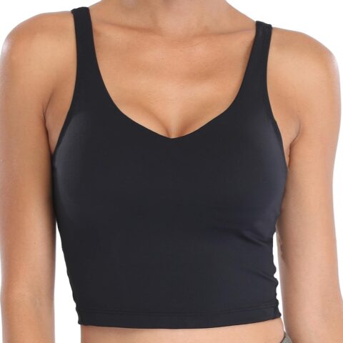 Sports Bra Women Longline Padded Crop Tank Yoga Bras Workout Fitness Top
