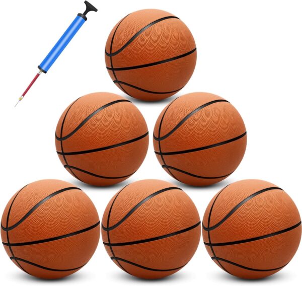 6 Pack 29.5" Official Size 7 Basketball Balls Inflatable with Pump for Men and Women for Outdoor, Indoor or Training