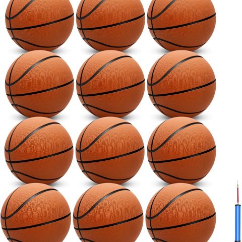 12 Pack 29.5" Official Size 7 Basketball Balls Inflatable with Pump for Men for Outdoor, Indoor or Training，Mens Basketball，Adult Basketball（Orange