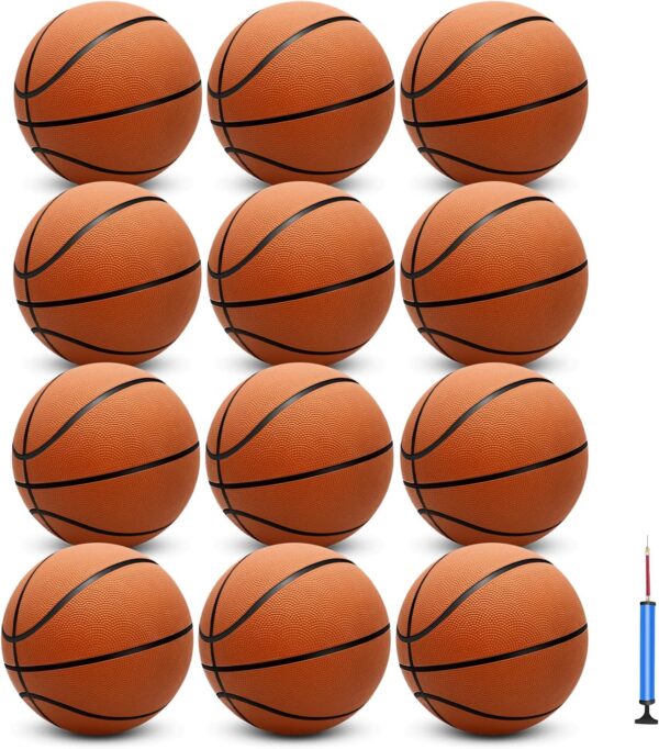12 Pack 29.5" Official Size 7 Basketball Balls Inflatable with Pump for Men for Outdoor, Indoor or Training，Mens Basketball，Adult Basketball（Orange