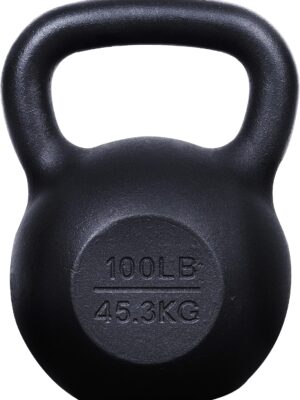 Powder Coated Cast Iron Kettlebell 100 Lbs Weights Strength Training Kettlebells for Weightlifting, Conditioning, Strength & Core Training
